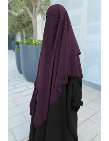 Khimar triangel två slöjor Umm Hafsa - Plommon-Hijab/Khimar Umm Hafsa-Maktaba-Ahloulhadith