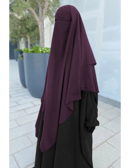 Khimar triangel två slöjor Umm Hafsa - Plommon