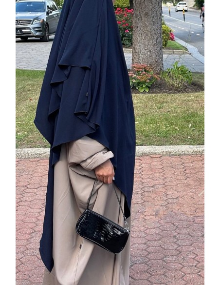 Khimar triângulo dois véus Umm Hafsa - Azul