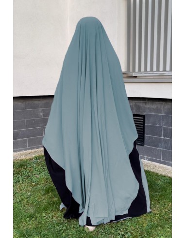 Grande Khimar & Grande Niqab Umm Hafsa – Azul esfumaçado-Hijab/Khimar Umm Hafsa-Maktaba-Ahloulhadith