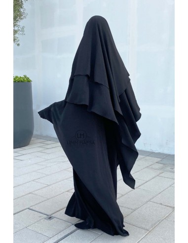 Triangolo Khimar due veli Umm Hafsa - Nero-Hijab/Khimar Umm Hafsa-Maktaba-Ahloulhadith