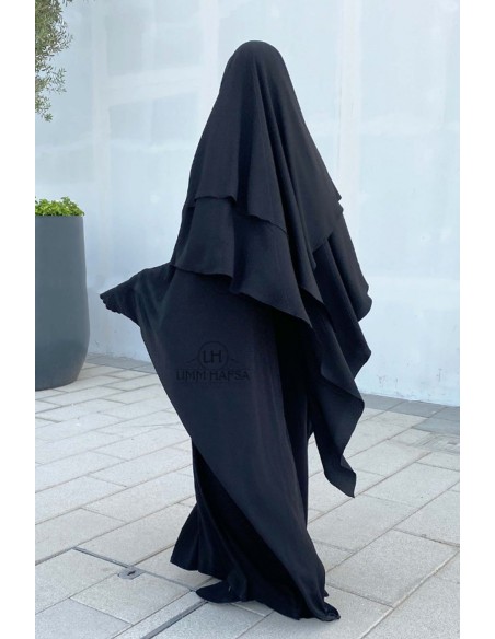 Khimar driehoek twee sluiers Umm Hafsa - Zwart