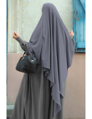 Triangle Khimar "Maxi" Umm Hafsa - Cool Grey-Hijab/Khimar Umm Hafsa-Maktaba-Ahloulhadith