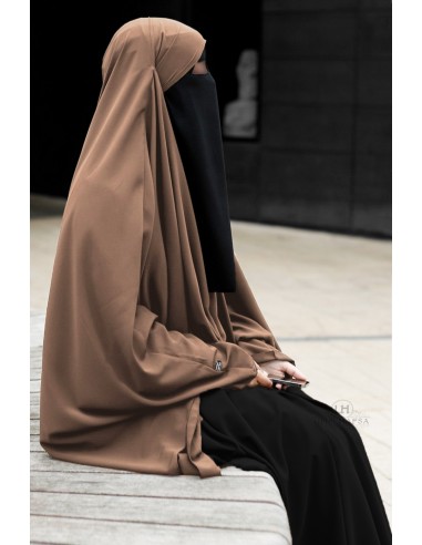 Khimar og sommerfugl-niqab Umm Hafsa - Kaffe med melk-Khimar og Niqab-Maktaba-Ahloulhadith
