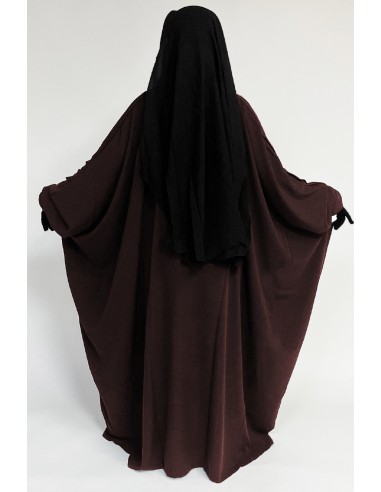 Abaya borboleta Umm Hafsa - Castanho-Abaya Umm Hafsa-Maktaba-Ahloulhadith