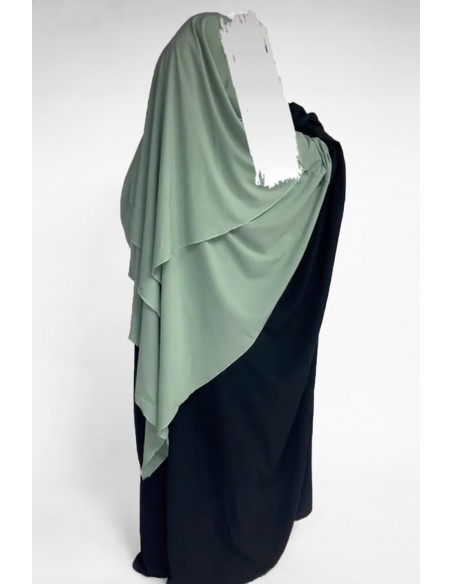 Khimar triangle deux voiles Umm Hafsa - Vert d'eau