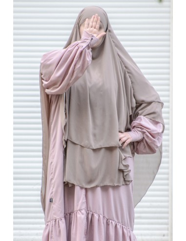 Khimar Amira Umm Hafsa - Taupe-Hijab/Khimar Umm Hafsa-Maktaba-Ahloulhadith