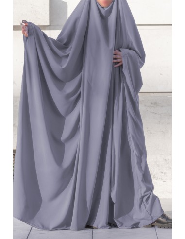 Grote Saoedische jilbab Umm Hafsa – Koel grijs-JILBAB 1 DEEL-Maktaba-Ahloulhadith