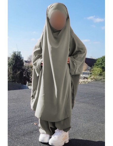Kinderjilbab "Sarouel" Umm Hafsa - Olijfgrijs-Jilbab-kind-Umm Hafsa-Maktaba-Ahloulhadith