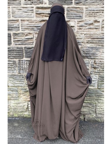 Klassischer saudischer Jilbab Umm Hafsa - Aschbraun-Jilbab Umm Hafsa-Maktaba-Ahloulhadith