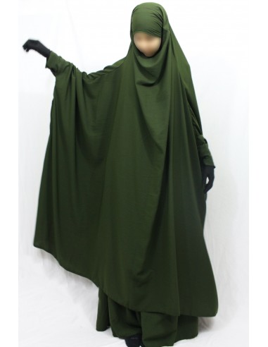 Umm Hafsa Falda Jilbab con cremallera - Caqui-Jilbab Umm Hafsa-Maktaba-Ahloulhadith