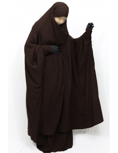 Umm Hafsa Saia Jilbab com fecho de correr - Castanho-Jilbab Umm Hafsa-Maktaba-Ahloulhadith