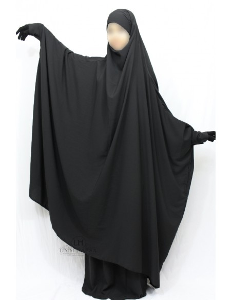 Umm Hafsa Falda Jilbab con cremallera - Negro