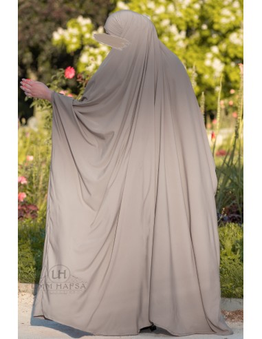 Big jilbab Saoudien Umm Hafsa - Taupe-JILBAB 1 PIÈCE -Maktaba-Ahloulhadith