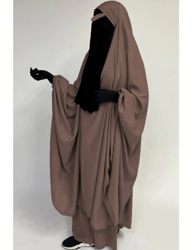 Jilbab grande de dos piezas “FALDA” Umm Hafsa – Marrón ceniza-Jilbab Umm Hafsa-Maktaba-Ahloulhadith