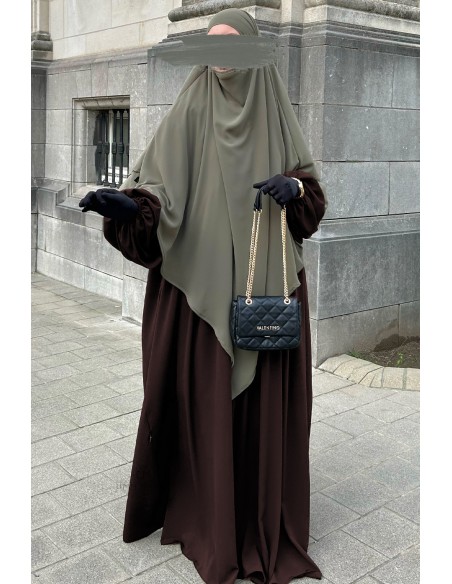 Abaya com mangas balão Umm Hafsa - Marrom