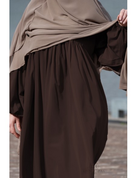 Abaya med ballongärmar Umm Hafsa - Brun