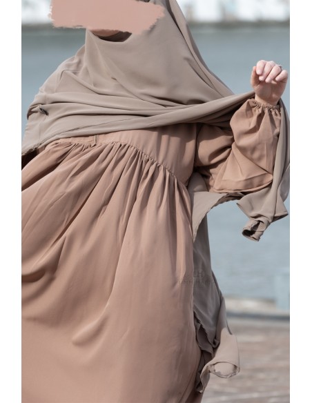 Abaya manches ballon Umm Hafsa - Café au lait