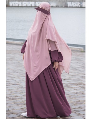 Abaya balloon sleeves Umm Hafsa - Plum-Abaya balloon sleeves-Maktaba-Ahloulhadith