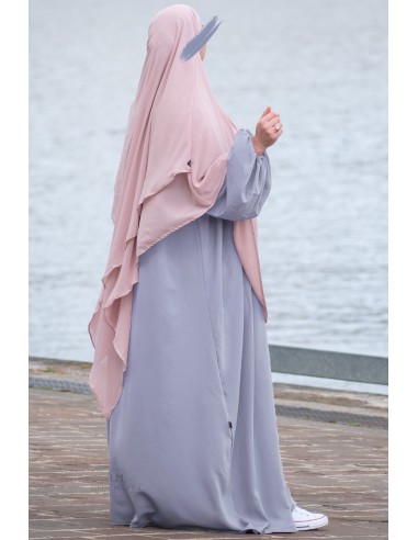 Abaya med ballongermer Umm Hafsa – Blågrå-Abaya manches ballon-Maktaba-Ahloulhadith