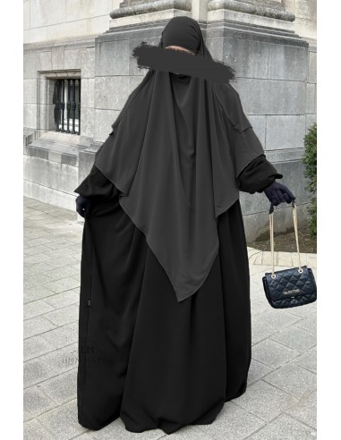 2-lagiger Chiffon-Khimar Umm Hafsa – Grau-Khimar 2 Schleier Musselin-Maktaba-Ahloulhadith