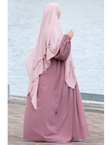 Khimar with 2 chiffon layers Umm Hafsa – Powder pink-Khimar 2 muslin veils-Maktaba-Ahloulhadith
