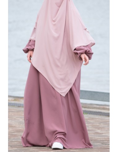 Khimar com 2 camadas de chiffon Umm Hafsa – Rosa pó-Khimar 2 véus de musselina-Maktaba-Ahloulhadith