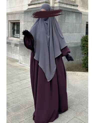 Abaya com mangas bufantes Umm Hafsa – Ameixa-Abaya com mangas em balão-Maktaba-Ahloulhadith