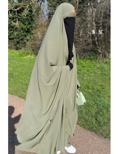 Big jilbab Saoudien Umm Hafsa - Gris Olive-Jilbab Umm Hafsa-Maktaba-Ahloulhadith