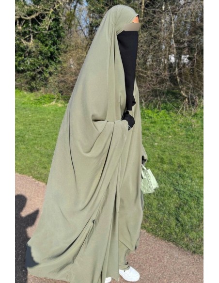 Großer saudischer Jilbab Umm Hafsa – Olivgrau
