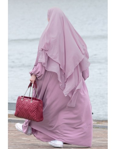 Khimar con 2 strati di chiffon Umm Hafsa – Viola Parma-Veli di mussola Khimar 2-Maktaba-Ahloulhadith
