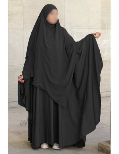 Abaya grande Umm Hafsa - Cinza-Abaya Umm Hafsa-Maktaba-Ahloulhadith