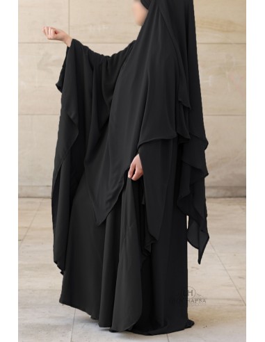 Abaya grande Umm Hafsa - Nero-Abaya grande Umm Hafsa-Maktaba-Ahloulhadith