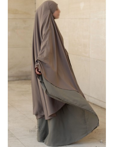 Abaya grande Umm Hafsa - Gris oliva-Abaya Umm Hafsa-Maktaba-Ahloulhadith