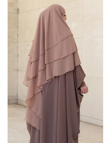 Khimar 3 sluiers Umm Hafsa - Café au lait