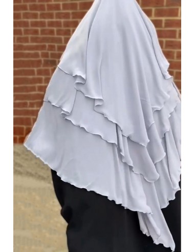 Khimar 3 slöjor Umm Hafsa - Blågrå-Hijab/Khimar Umm Hafsa-Maktaba-Ahloulhadith