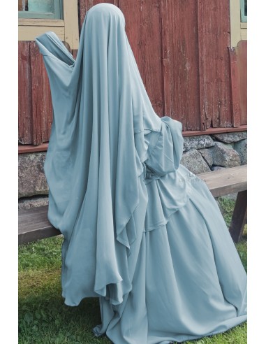 Khimar Amira Umm Hafsa - Rökblå-Hijab/Khimar Umm Hafsa-Maktaba-Ahloulhadith