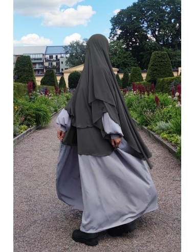 Khimar Amira Umm Hafsa - Grå-Hijab/Khimar Umm Hafsa-Maktaba-Ahloulhadith