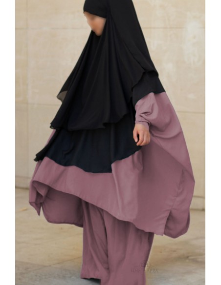 Abaya 2 stk med klips Umm Hafsa - Rosewood