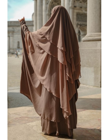 2-delige abaya met clips Umm Hafsa - Camel