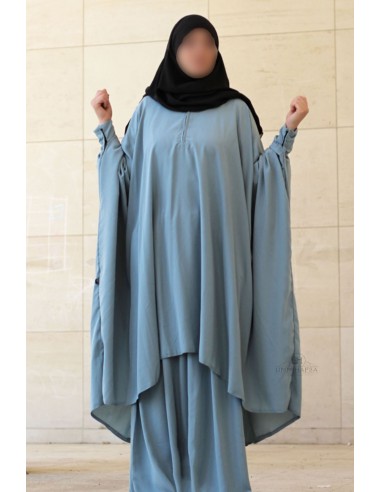 Abaya 2 stk med klips Umm Hafsa - Smoke blue-Abaya 2 stk med klips-Maktaba-Ahloulhadith