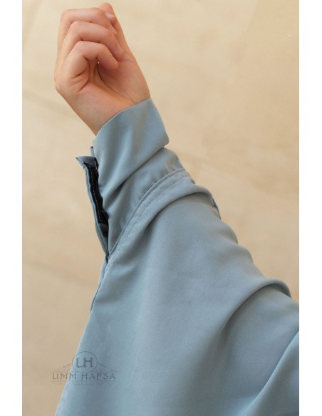 Abaya 2 pièces à clips Umm Hafsa - Bleu fumée