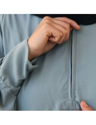 Abaya 2 pièces à clips Umm Hafsa - Bleu fumée-Abaya 2 pièces à clips-Maktaba-Ahloulhadith