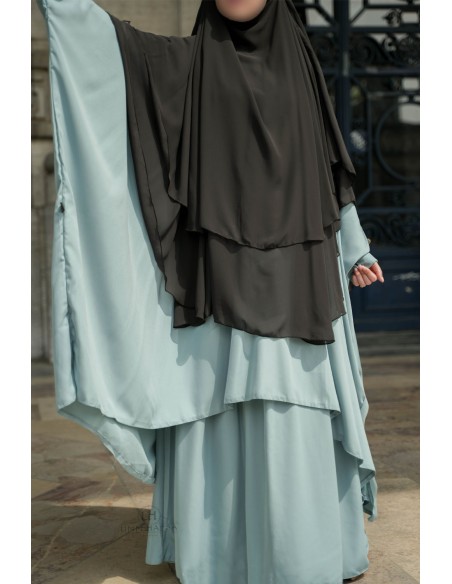 Abaya 2 pezzi con clip Umm Hafsa - Blu fumo