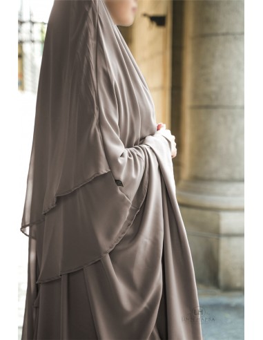Khimar mit 2 Chiffon-Schichten Umm Hafsa – Milchkaffee-Khimar 2 Schleier Musselin-Maktaba-Ahloulhadith