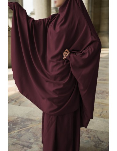Jilbab de dos capas Amira de Umm Hafsa - Burdeos-Jilbab Amira-Maktaba-Ahloulhadith