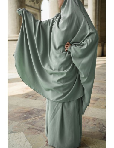 Two layer Jilbab Amira by Umm Hafsa - Water green-Jilbab Amira-Maktaba-Ahloulhadith