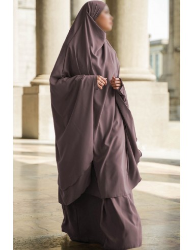 Two layer Jilbab Amira by Umm Hafsa - Pinkish taupe-Jilbab Amira-Maktaba-Ahloulhadith