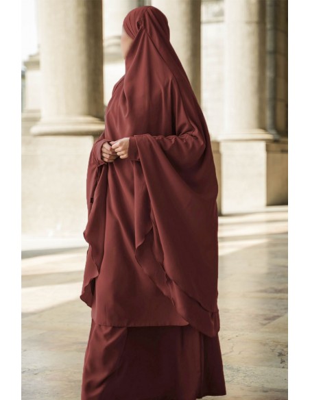 Jilbab de dos capas Amira de Umm Hafsa - Marrón óxido