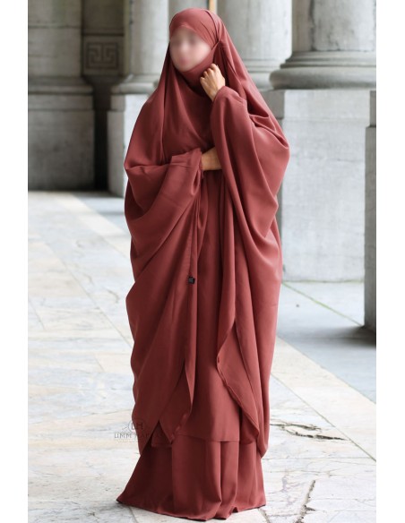 Big two-piece jilbab “SKIRT” Umm Hafsa – Rust brown